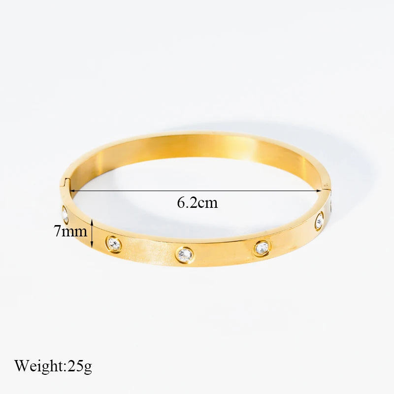 Brazalete de acero inoxidable con zirconias.